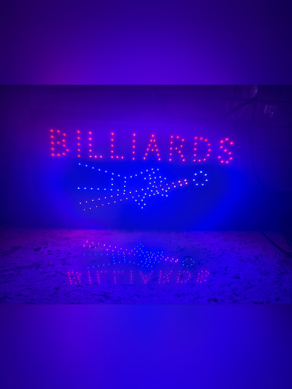 LED Billiards Wall Art Sign - Blue and Red